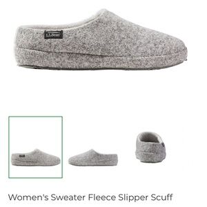 L.L. Bean Light Gray Women's Sweater Fleece Slipper Scuff